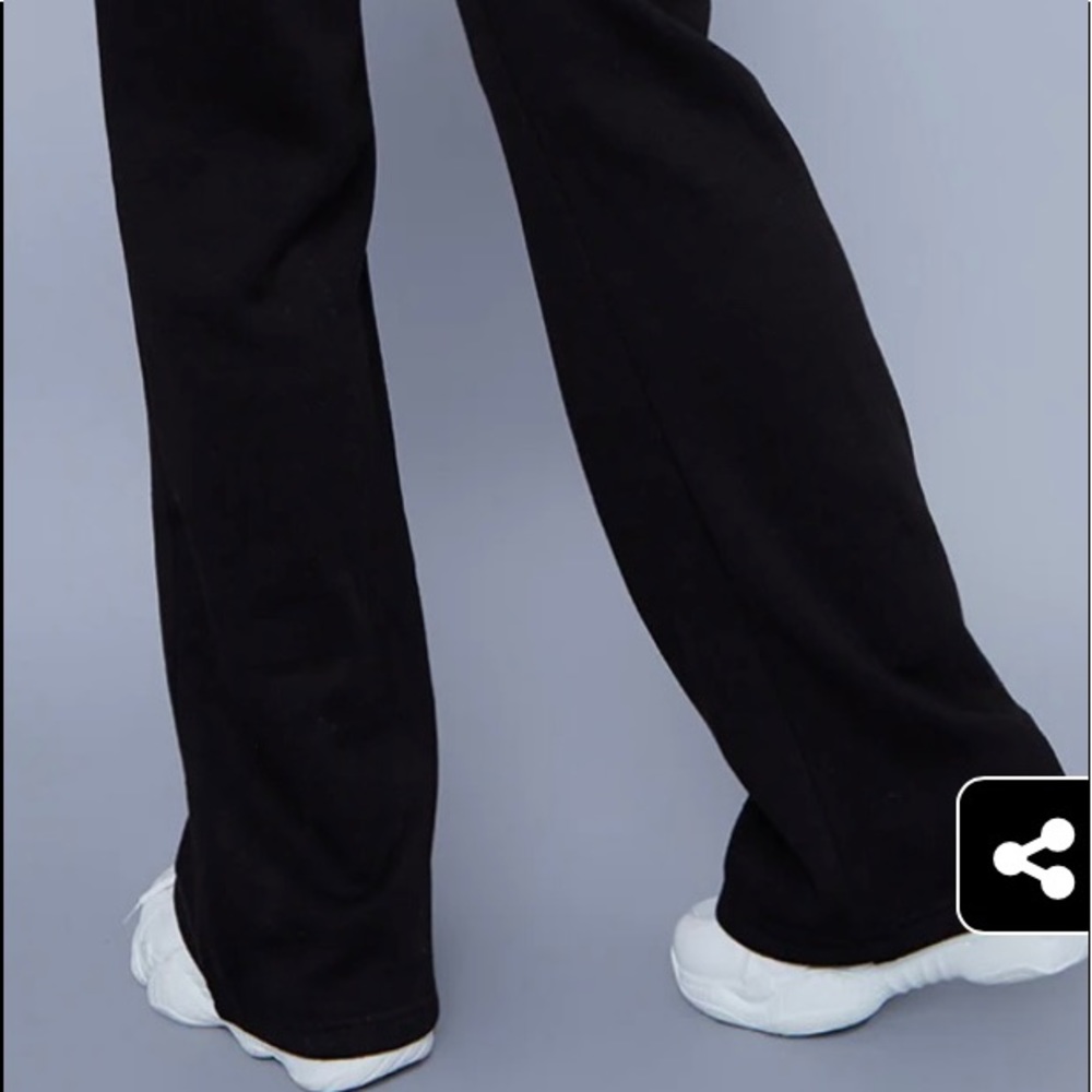 Pretty little thing black recycled badge detail Wide leg joggers size medium